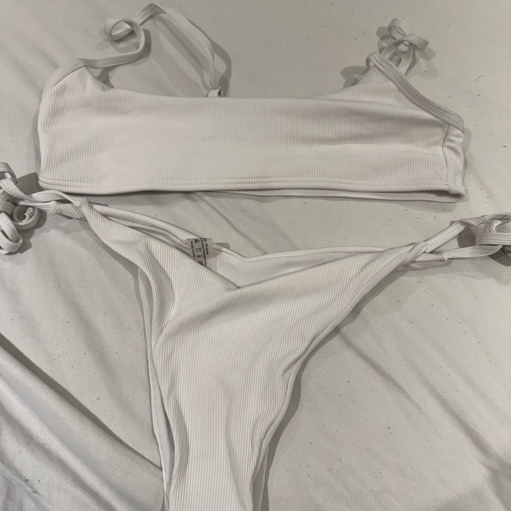 White Ribbed Bikini Set